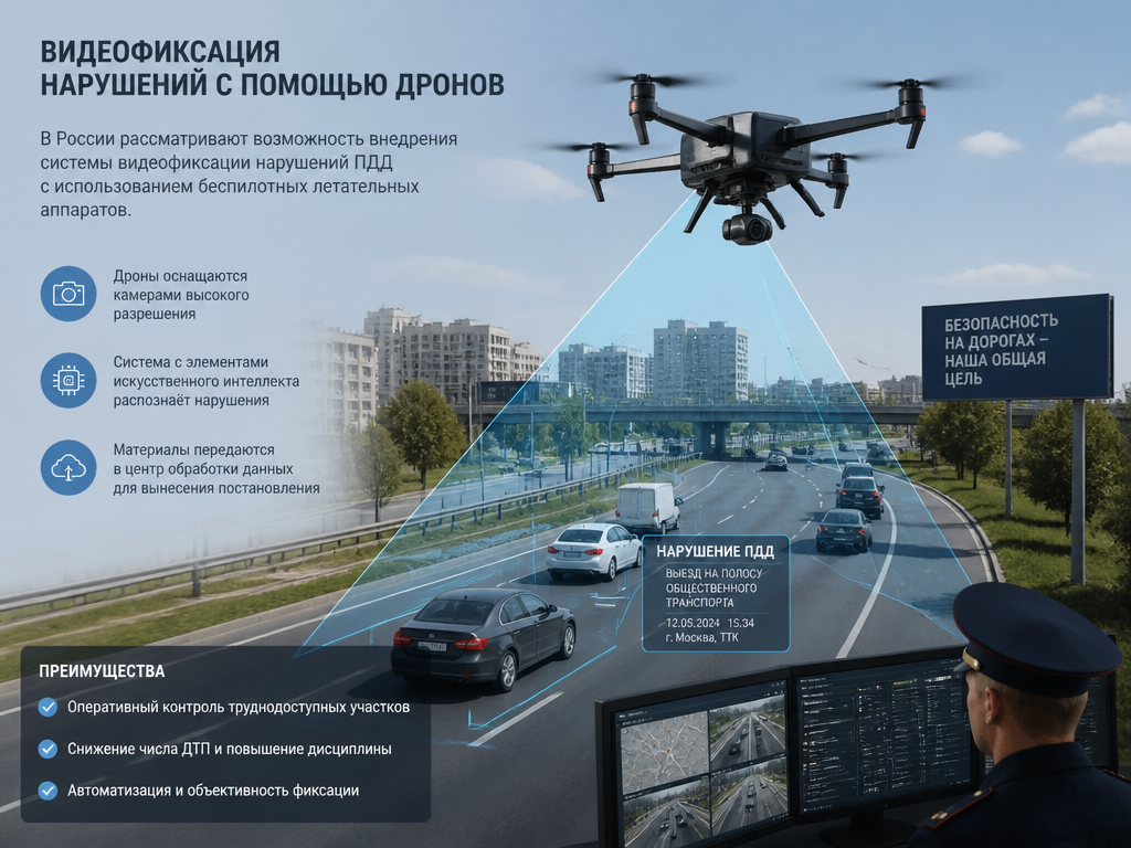 Беспилотники начнут ловить нарушителей ПДД