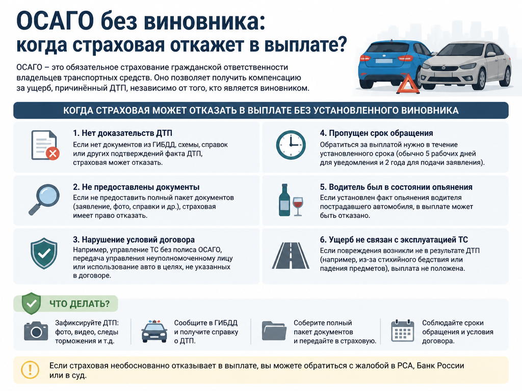 ОСАГО без виновника: когда страховая откажет в выплате?