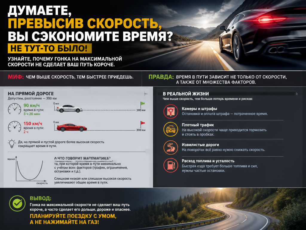 Превышение скорости: иллюзия экономии времени