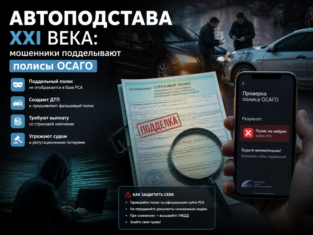 Автоподстава XXI века: мошенники подделывают полисы ОСАГО