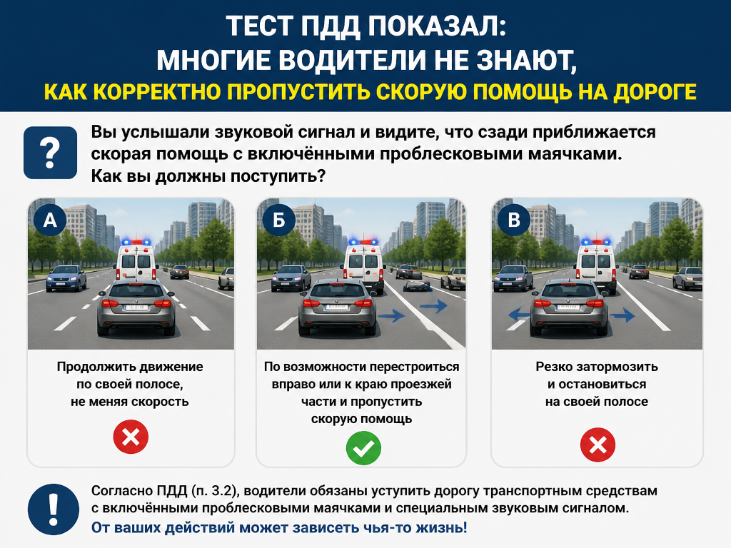 Уступи дорогу скорой помощи правильно
