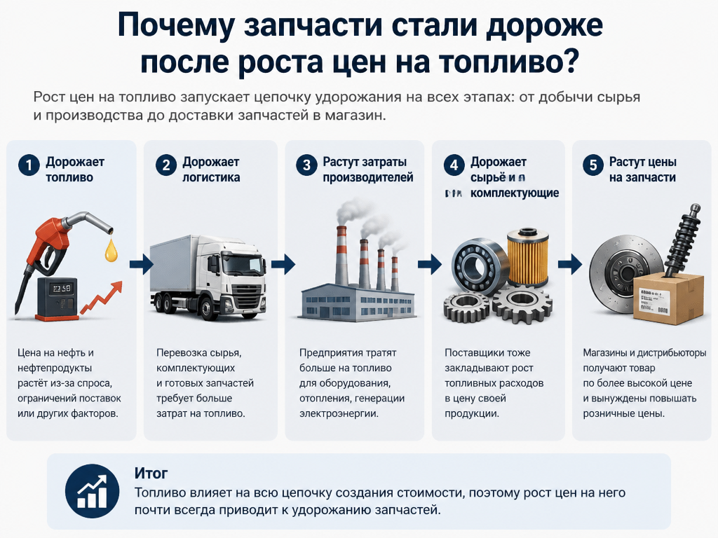 Почему запчасти стали дороже после роста цен на топливо?
